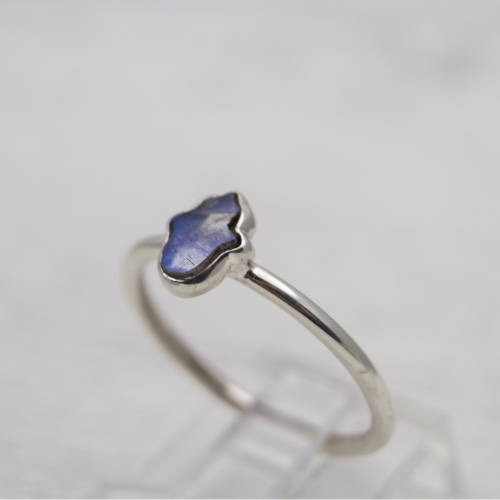 hamsa hand sterling silver labradorite ring size 8 - Picture 2 of 2